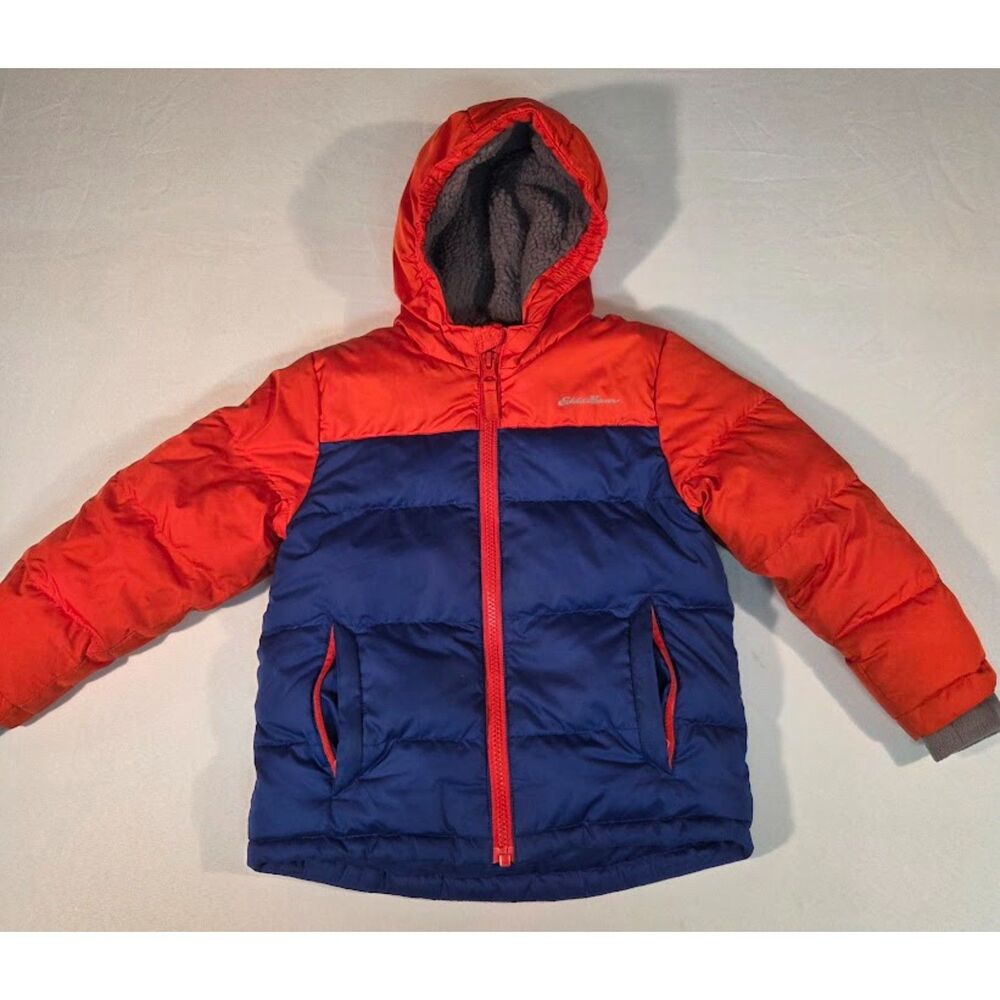 Eddie Bauer Kids Down Puffer Jacket Hooded Red Blue 4T